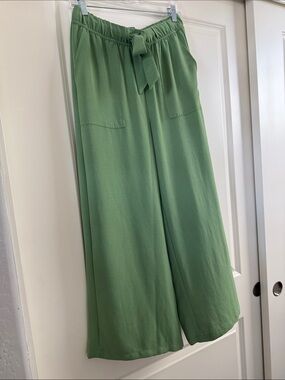 RACHEL Rachel Roy Green Wide-Leg Tie-Waist Pants